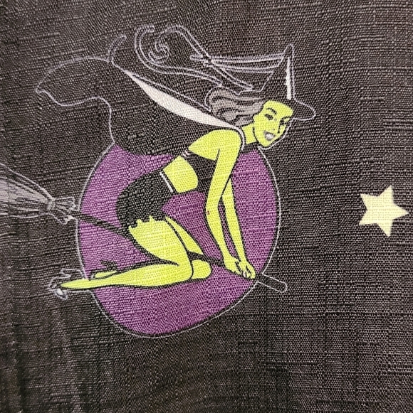 Unique Vintage Black Arden Pin Up Witch Print Babydoll Dress, Size Medium. NWT - Picture 7 of 12